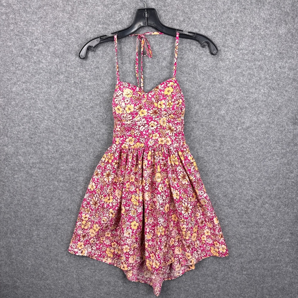 Band of‎ the Free Pink Floral Halter Mini Dress Small NWT Sweetheart Neckline
